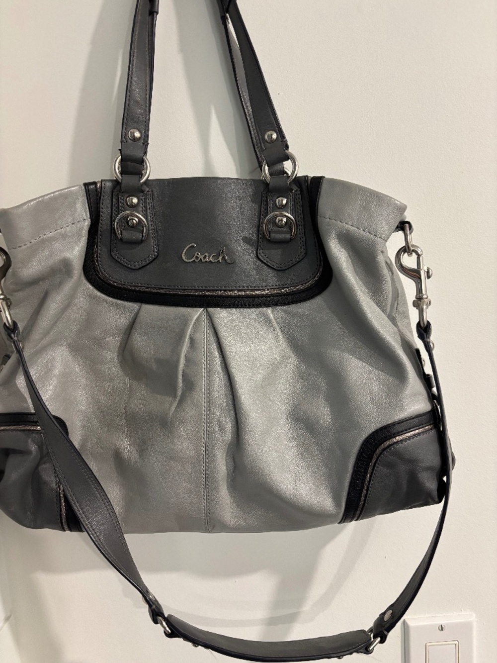 Coach Ashley Gray Leather Shoulder Bag E1261-F17096
